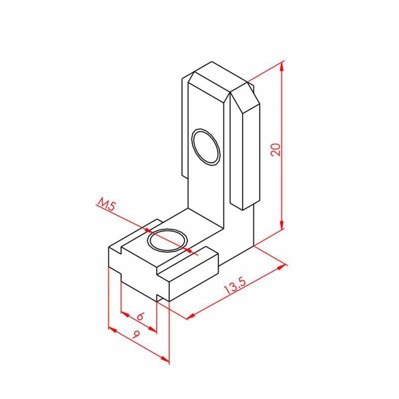 Gizli Köşe Bağlantı 20X20 90° K6