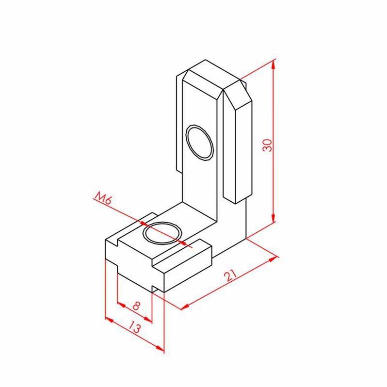 Gizli Köşe Bağlantı 30X30 90° K8