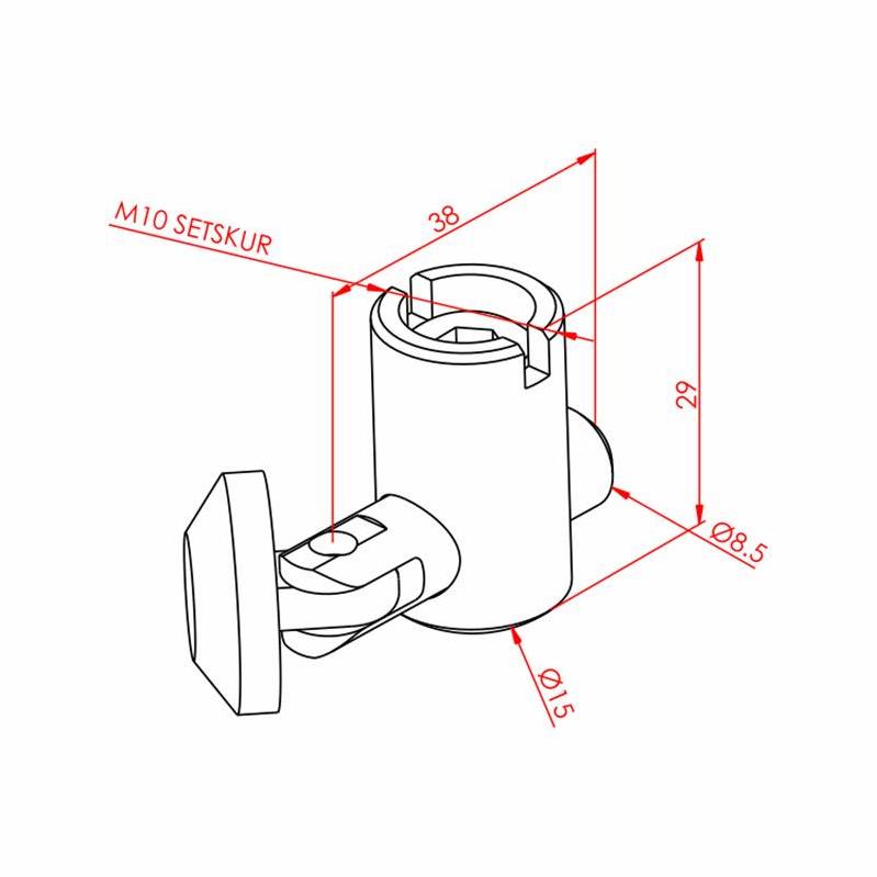 Çektirme Tip Bağlantı Açılı 45X45 Ø17 Lik Tekli