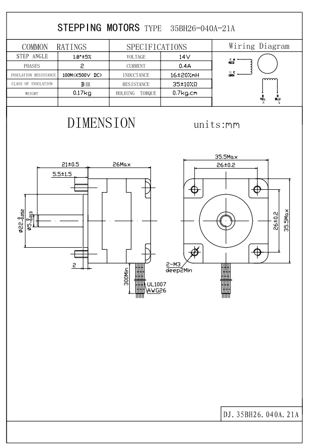 Nema 14 Step Motor  | Step Motor 0.17 Nm