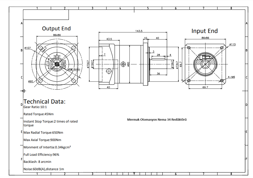 Servo ve Step Motor Planet Redüktör 1/10