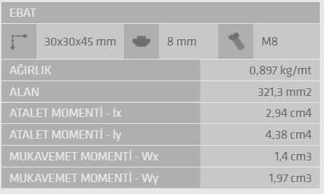 30X30   45 Derece Sigma Profil 8 Kanal Toptan