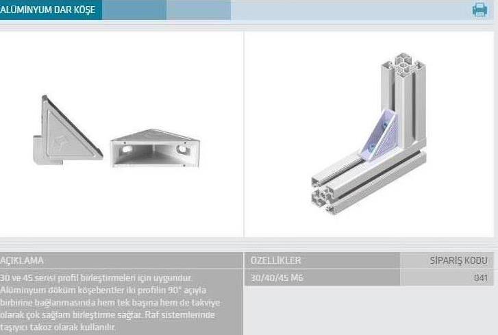 Alüminyum Dar Köşe 30/40/45 M6