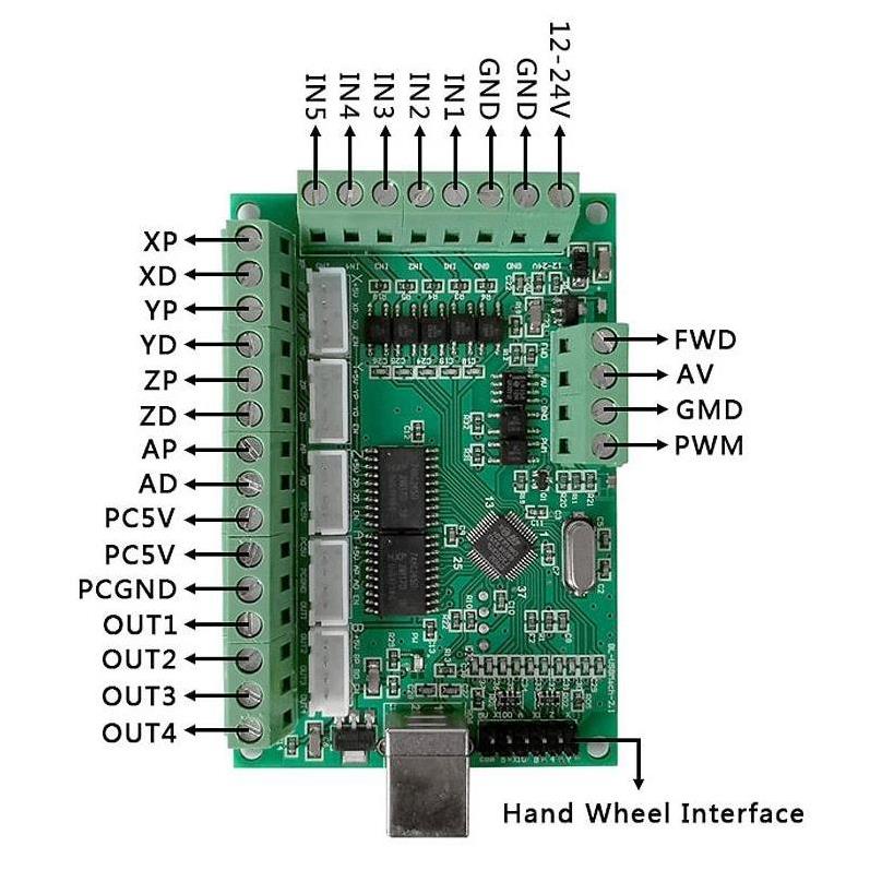 5 Eksen Cnc Usb Kontrol Kartı Mach3 Kart Green