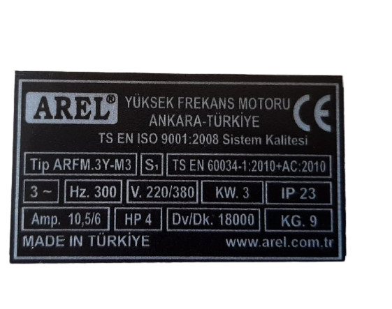 3 Kw 18000 Devir Er20 Arel Motor